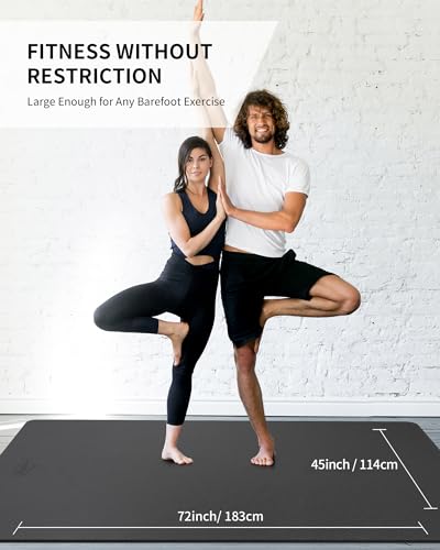CAMBIVO 72''x48'' Large Yoga Mat, Extra Thick TPE Workout Mat - color: BLACK, size: 6mm
