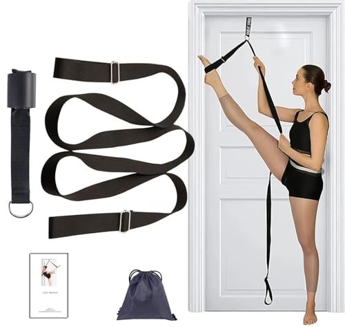 Stretching Strap with Door Anchor & Resistance Band – Improve Leg Stretch Flexibility for Splits, Ballet, Dance, Cheer, Yoga & Gymnastics - Home Leg Stretcher Trainer Equipment Stuff for All Levels