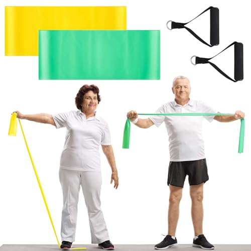2 Pcs Resistance Band with Handles for Seniors | Chair Exercise Equipment, Physical Therapy Band, Gifts for Elderly, Women, Rehab, Physical, Grandma, Grandpa - color: black