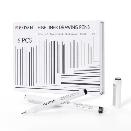 MEEDEN Micro Fineliner Drawing Pens: Fine Liner Pen 6 Pack, 0.9mm Black Waterproof Archival Ink for Bold Outlining, Comic Panels, Lettering, Manga, Illustration and Line Contrast - Needle Nip - style: 0.9mm Needle Nib