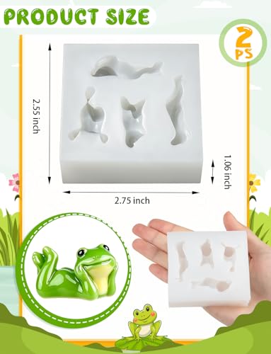 2 Pcs Mini Cute Tiny Frog Figurines Silicone Mold | Micro Dollhouse Animal Epoxy Casting Mold Realistic Shapes for DIY Resin Art Fairy Garden Miniatures Landscape Crafts Decor - color: 2 Pcs Frog2 White