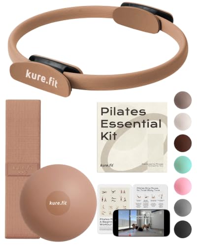 Pilates Kit | Pilates Equipment Set for Home Workouts | Accessories & Guide - color: Mocha, style: Essential Kit - 3PC