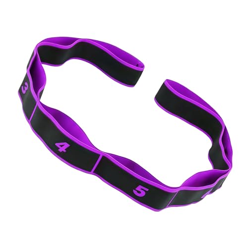 8-Section Dance Stretching Belt, Multi-Loop Pilates Pull Strap with Numbers, Elastic Latin Dance Stretch Band for Yoga, - color: Purple