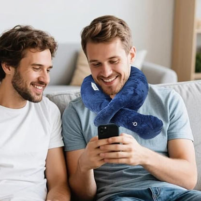 Wireless Travel Pillow,Vibration Neck Pillow,Airplane Massage Pillow - color: Blue