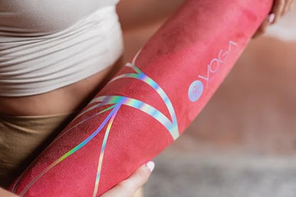 YOGA DESIGN LAB | The Combo Yoga Mat | 2-in-1 Mat+Towel | Eco Luxury | Ideal for Hot Yoga, Power, Bikram, Ashtanga, Sweat | Studio Quality | Includes Carrying Strap! - color: Iris, size: 5.5mm