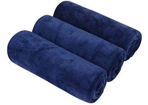 SINLAND Microfiber Gym Towels, Workout Sweat Towel 16x32In - color: Navy Bluex3