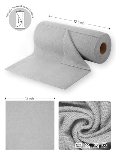 Fantasticlean Microfiber Cleaning Cloth Roll- 30 Sheets, 12" x 12" (Grey) - color: Grey, size: 30 pack