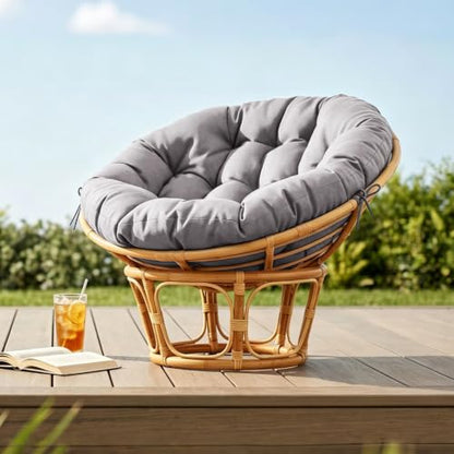 47" Round Tufted Floor Cushion, Thick Meditation Papasan with Ties - color: Grey