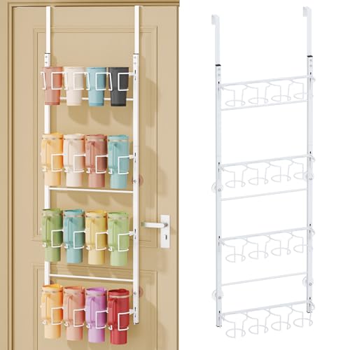 SWTYMIKI 4-Tier Water Bottle Organizer – Over the Door Stanley Cup Holder, Cup Organizer for Door or Wall Mount Option, Stanley Accessories for Pantry, Dorm, Office, RV Use, White - color: White, size: 4-Tier