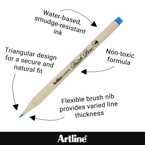 Artline SUPREME Brush Pens | AP Certified Safe for Kids | Blur Resistant Ink | EPFS-F | Flexible Brush Nib Creates Unique Wide & Fine Lines | Assorted Botanical 7-Pack - size: 7-Pack Botanical