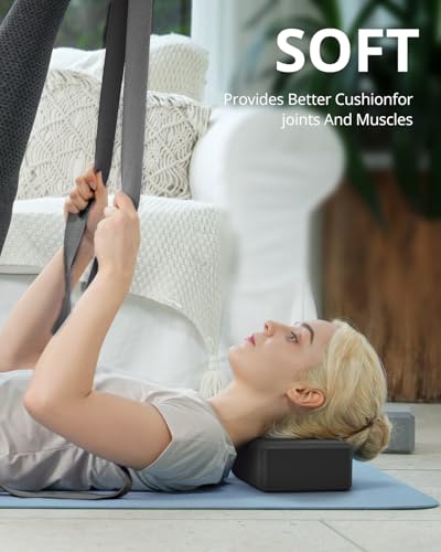 Trideer Yoga Blocks 2 Pack, Soft Non-Slip Foam Blocks with Beveled Edges for Alignment and Stretching in Yoga, Pilates, and Dance - Supportive, Lightweight, Odor Resistant, Latex-Free - color: Black