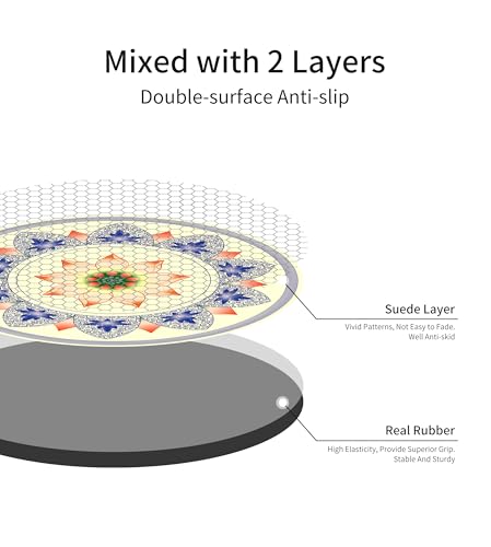 nuveti Large Meditation Mat Non Slip Round Yoga Mat Natural Rubber with Sueded Surface Exercise Mat Perfect for Meditating, Stretching, Yoga（140CM X 3.5MM Thick) - color: Flower-Qing