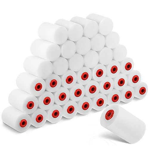 40 Pcs 2 Inch Mini Paint Roller Foam Paint Roller Covers Small High Density Household Paint Roller Covers Sponge Paint Roller Refills for Textured Smooth Corner Detail Painting