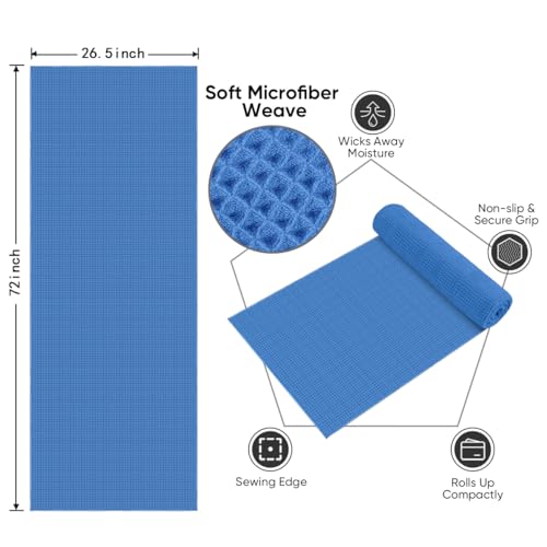 HOMEXCEL 2PK Yoga Mat Towels for Hot Workout, Ultra-Absorbent, 26.5" x 72" - color: Blue/Pink