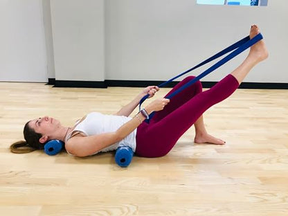 Pain Free-Posture Long & Short Inflatable Roll/Towel and Strap/Yoga Belt-to place under the NECK & LOW BACK to RELAX & REDUCE PAIN-Regain the Natural Curve of the Spine-Support Driving, Plane & Travel