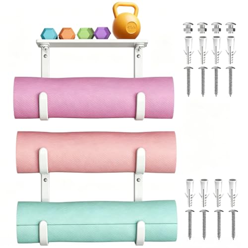 Rubber Coated Yoga Mat Holder, No Straps Required - size: 3-tier shelf