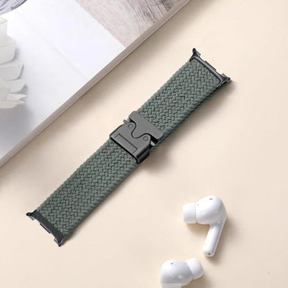 Nylon Braided band Compatible with Samsung Galaxy Watch 8 40mm 44mm, Elastic Band for Galaxy Watch 8 Classic 46mm - color: Dark Olive Green