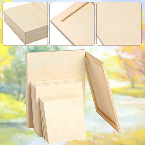 Youyole 12 Pack 3 Sizes Unfinished Wood Canvas Panels Kit | Wood Panels for Painting, Cradle Boards, for Painting, Pouring, Burning, Crafts, Epoxy Resin, Laser Engraving Cutting - size: Assorted (3 Sizes)