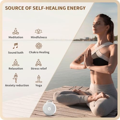 Portable Tibetan Singing Bowl Machine -Sound Bowwith Over 10 Meditation Noises, Crystal Healing, Chakra Healing, Spiritual Mindfulness and Sound Therapy, Yoga Women/Men