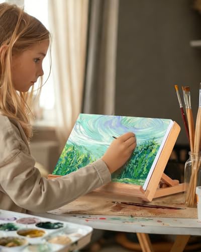 Table Easel for Painting, Adjustable Angle Art Easels Wood Table Easel Drawing and Sketching Board, 11 4/5 Inches by 8 2/3 Inches - size: Small