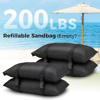 200 LBS Sand Bags for Weight (4-Pack), Umbrella Base Weight Sandbags | Heavy Duty Fillable Sandbags (Sand Not Included) for Trampoline, Poolside, Cantilever Umbrella Stands, Garden & Backyard - size: 4 X 50 LBS