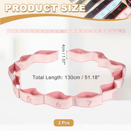 Fitness Resistance Bands, Section Number Stretch Resistance Band | Elastic Stretch Strap with Handles - color: Light Pink