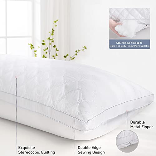 Leeden Adjustable Body Pillow 21 x 54 for Side Sleepers White | Soft polyester padding delivers full-body support for side sleepers, maternity rest, reading and daily relaxation. - color: White-side