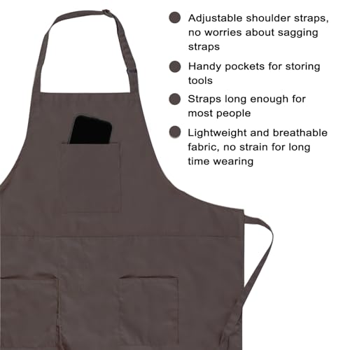 Pottery Split-Leg Make Ceramic Apron, Long Split-Leg Artist Painting Apron with 3 Pockets for Men and Women - color: Brown