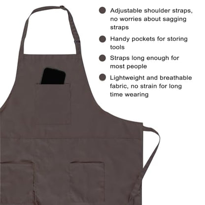 Pottery Split-Leg Make Ceramic Apron, Long Split-Leg Artist Painting Apron with 3 Pockets for Men and Women - color: Brown