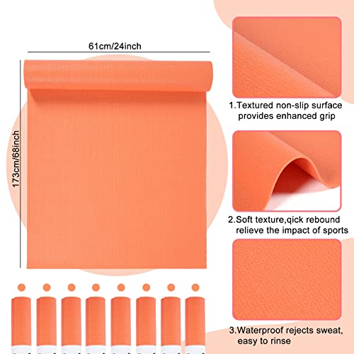 Amylove 12 Pieces Yoga Mats Bulk 68x24x0.12 Inch Exercise Non Slip Fitness Workout Mats for Women Men Home Workout Gym Yoga - color: Orange