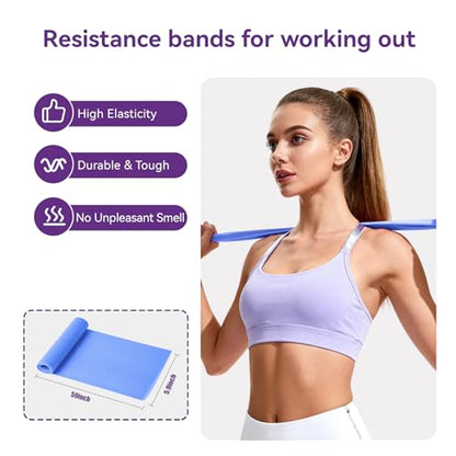 Pilates Kit for Women,15 Inch Magic Circle, 6 Multi-Level Resistance Bands,Yoga Ball Socks, Back Neck Stretcher ,14-Piece Full Body Toning Pilates Equipment for Beginners, 15 Min Daily Routine - color: Blue