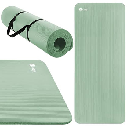 KEEP Extra Thick NBR Yoga Mat - color: Green, size: 72”x32”x15mm