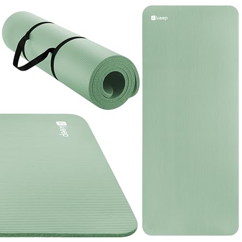 KEEP Extra Thick NBR Yoga Mat - color: Green, size: 72”x32”x15mm