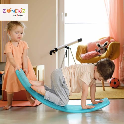 Qaba Kids 32" Balance Board Wobble Toddlers Ages 3-6 | Curvy, Preschool Learning, Montessori Waldorf Toy - color: Blue