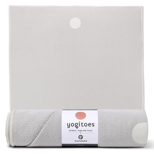 Manduka Yogitoes Hot Yoga Mat Towel - 71" | Moisture Activated Grip | Patented Silicone Nubs | Highly Absorbent, Durable & Easy Care | Made from Recycled Materials | 71 x 24 Inches | Linen - color: Linen, size: 71" x 24"