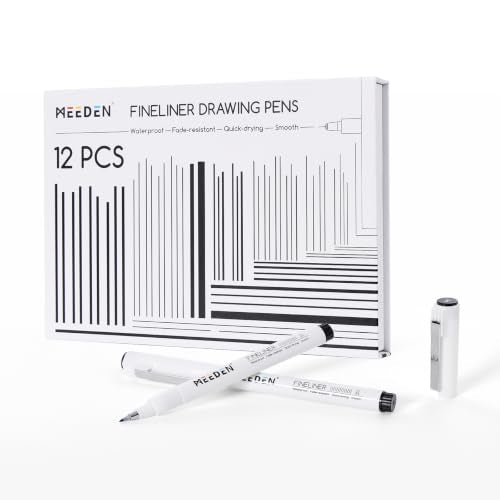MEEDEN Micro Fineliner Drawing Pens: 12 Sizes, 0.05-3mm, Black Archival Ink | Waterproof ink for technical drawing, sketching, outlining, illustration, manga, and journaling - style: Multi-size (12 PCS)