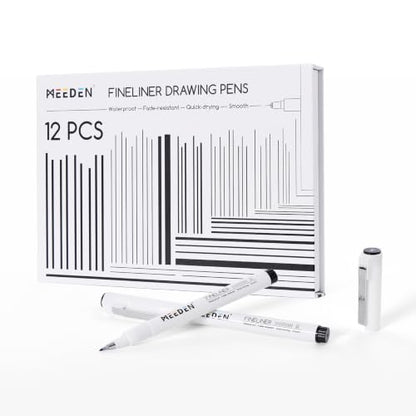 MEEDEN Micro Fineliner Drawing Pens: 12 Sizes, 0.05-3mm, Black Archival Ink | Waterproof ink for technical drawing, sketching, outlining, illustration, manga, and journaling - style: Multi-size (12 PCS)