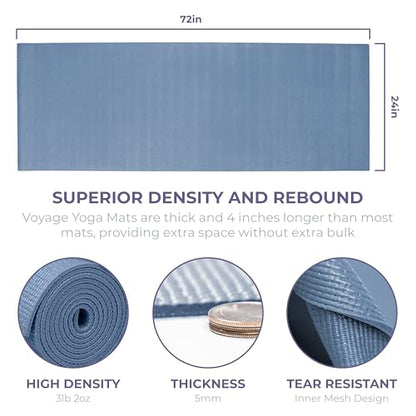 Voyage 5mm Studio Yoga Mats, 10 Pack, 72x24in | Extra Long, Anti-Tear Exercise Mats for Workout, Stretching, Fitness - Non Slip Gym Mats for Home, Schools and Studios - color: Slate