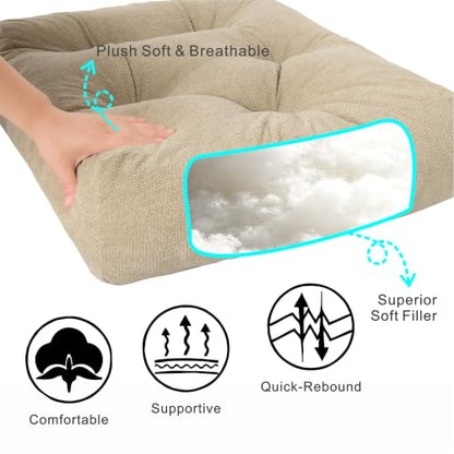 Floor Pillow for Adults, Large Sitting & Meditation Cushion - color: Beige, Square