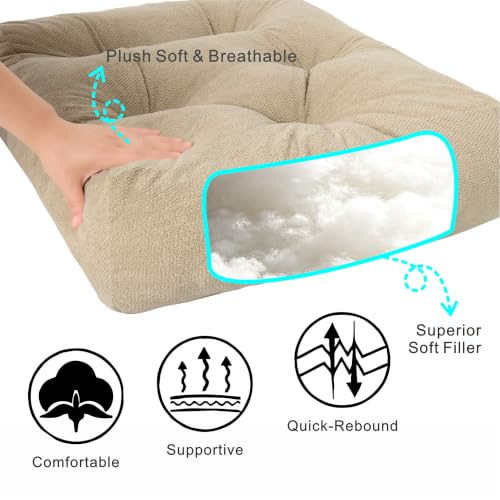 Floor Pillow for Adults, Large Sitting & Meditation Cushion - color: Beige, Square