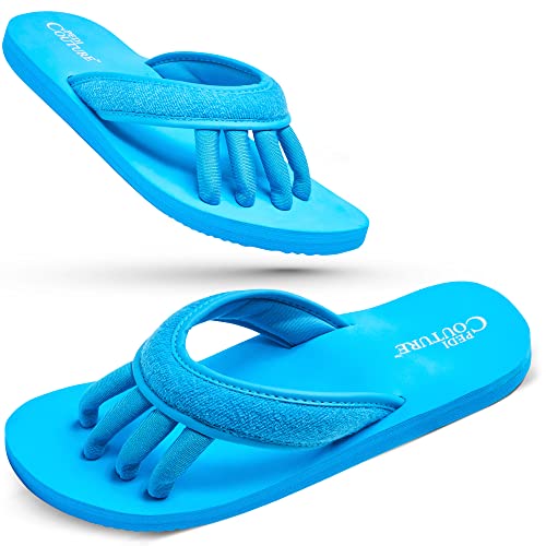 Pedi Couture Pedicure Sandals for Women with Built-In Toe Separators - color: Turquoise-1, size: X-Large