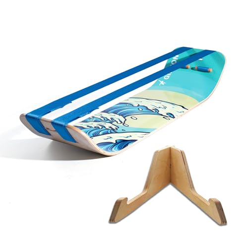 GIBBON SlackBoard, Balance Board Kids & Adults, Slackline Balance Trainer - color: Waves Plus with Stand