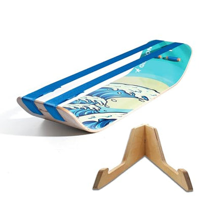 GIBBON SlackBoard, Balance Board Kids & Adults, Slackline Balance Trainer - color: Waves Plus with Stand