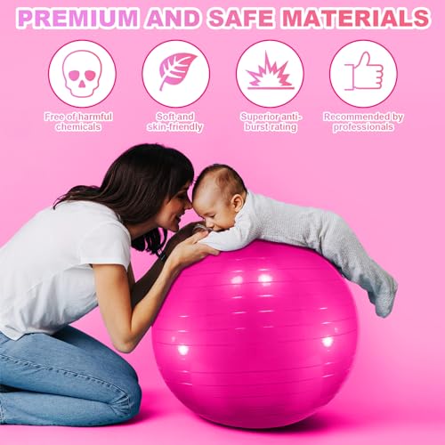 Jexine 6 Pcs Yoga Ball Exercise Ball - color: Pink, size: 25.59 Inch