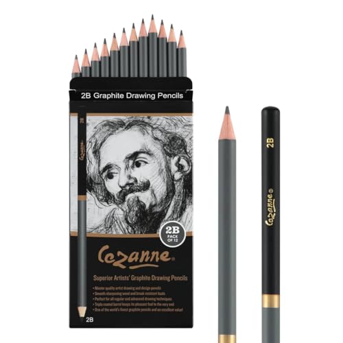 Cezanne Graphite Drawing Pencils Set - 4H, Set of 12 Break-Resistant Graphite Lead, Easy-to-Sharpen Sketch Pencils, Master Artist Quality Graphite Pencils for Technical and Artistic Drawing - color: 4H, size: Set of 12