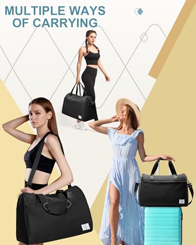 Travel Weekender Bags with Shoe Compartment Overnight Bag Black - color: K1-Black