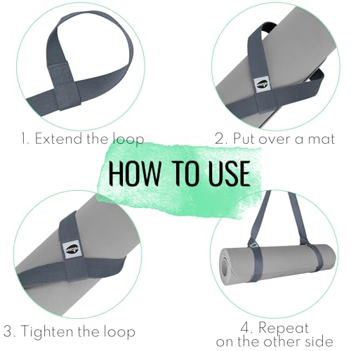 TECEUM Yoga Mat Strap – Extra Soft & Thick Cotton Carrier for All Mats - color: Gray, size: 64 IN