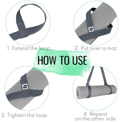 TECEUM Yoga Mat Strap – Extra Soft & Thick Cotton Carrier for All Mats - color: Gray, size: 64 IN