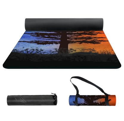 nuveti Yoga Mat Print Extra Thick TPE Non Slip Fitness Exercise Mat with Carrying Bag,72"x24" Extra Thick 6MM Exercise & Workout Mat for Yoga, Pilates Fitness and Floor Exercises - color: CangSong