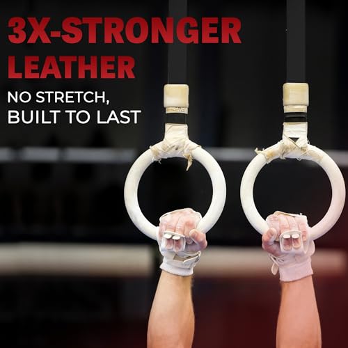 Reisport Protec Ring Gymnastics Grips for Men - Triple Strength Leather Hand Grips for Gymnastics Rings - Gymnastics Equipment & Accessories for Advanced Gymnasts - color: Protec Hyper Double Buckle, size: Large